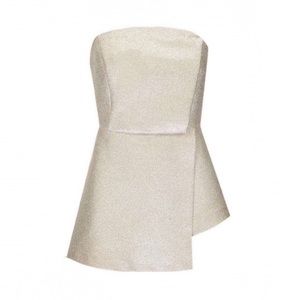 NWT Topshop Asymmetrical Sparkle Glitter Strapless Top Sz 6